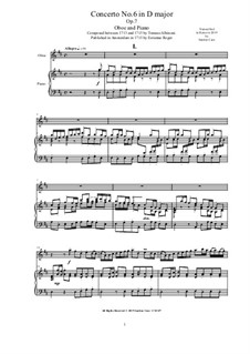 Concerto No.6 in D Major: Für Oboe und Klavier by Tomaso Albinoni