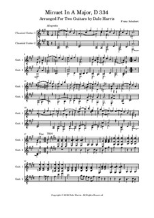 Menuett für Klavier in A-Dur, D.334: Für zwei Gitarren by Franz Schubert