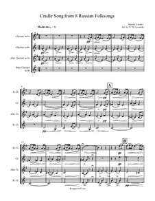 Acht russische Volkslieder für Orchester, Op.58: Cradle Song, for quartet clarinets by Anatoli Ljadow