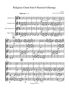 Acht russische Volkslieder für Orchester, Op.58: Religious Chant, for quartet clarinets by Anatoli Ljadow