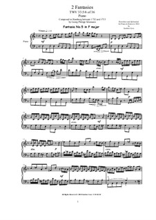 Sechsunddreißig Fantasien für Cembalo, TWV 33: Fantasies No.5-6 by Georg Philipp Telemann