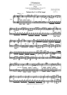 Sechsunddreißig Fantasien für Cembalo, TWV 33: Fantasies No.11-12 by Georg Philipp Telemann