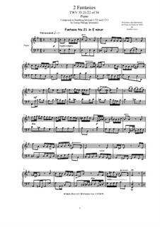 Sechsunddreißig Fantasien für Cembalo, TWV 33: Fantasies No.21-22 by Georg Philipp Telemann