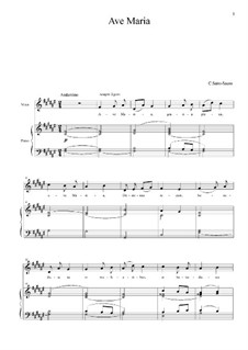 Ave Maria für Stimme und Organ: Version for voice and piano by Camille Saint-Saëns