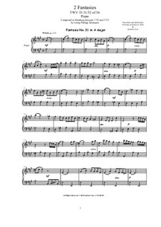 Sechsunddreißig Fantasien für Cembalo, TWV 33: Fantasies No.31-32 by Georg Philipp Telemann