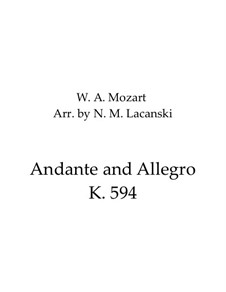 Fantasie für mechanische Orgel in f-Moll, K.594: Andante and Allegro, for string quartet by Wolfgang Amadeus Mozart