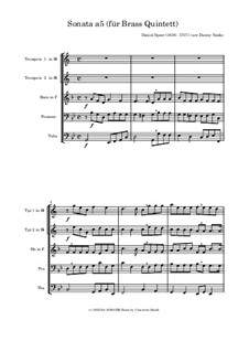 Sonate in a-Moll für Blechbläserquintett: Partitur, Stimmen by Daniel Speer