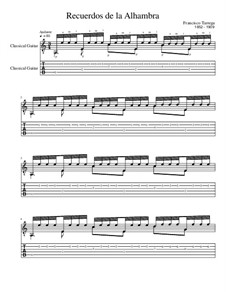 Erinnerungen über Alhambra: Für Gitarre by Francisco Tárrega