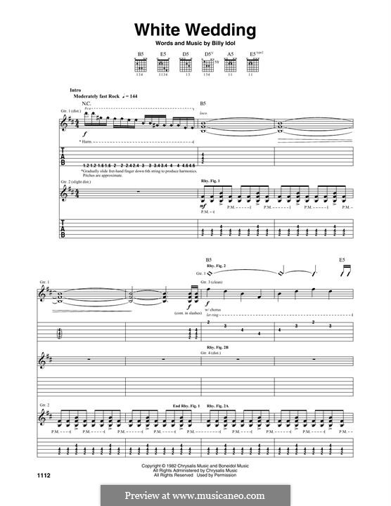 White Wedding: Für Gitarre mit Tabulatur by Billy Idol