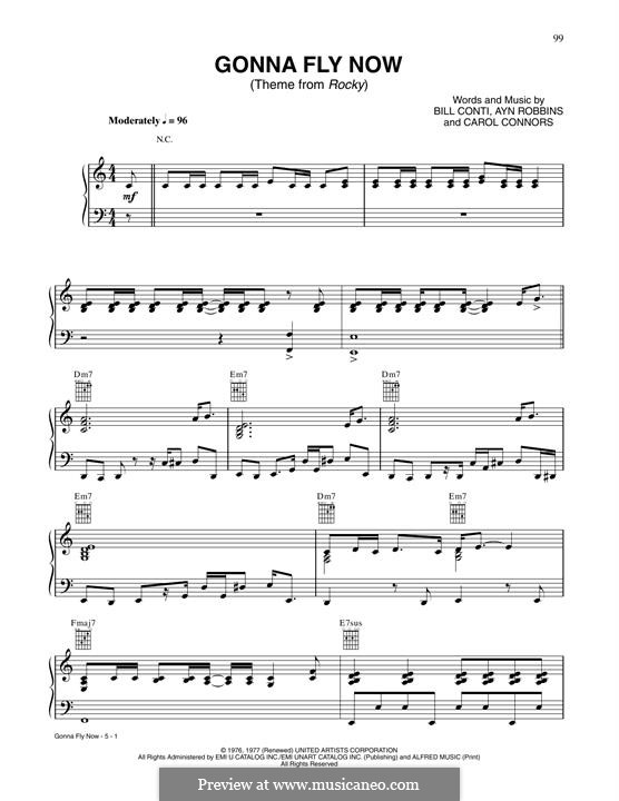Gonna Fly Now: Für Stimme und Klavier (oder Gitarre) by Bill Conti, Carol Connors