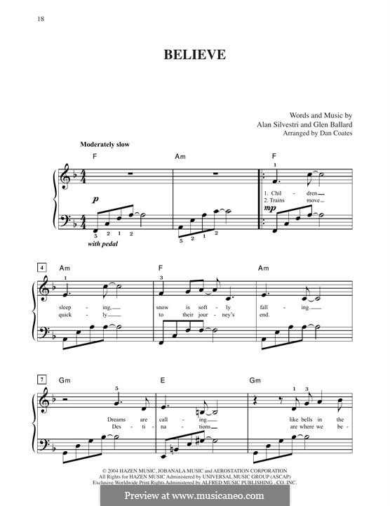 Believe (from The Polar Express): Für Klavier by Alan Silvestri, Glen Ballard