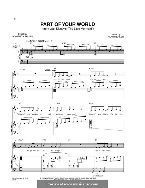 Part of Your World (from The Little Mermaid): Für Stimme und Klavier by Alan Menken