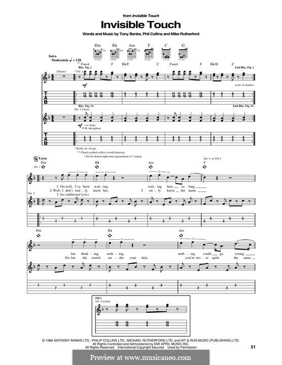 Invisible Touch (Genesis): Für Gitarre by Tony Banks, Mike Rutherford, Phil Collins