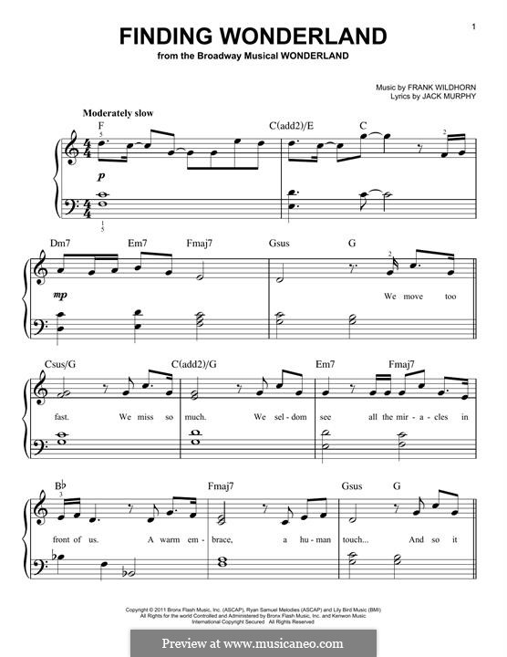 Finding Wonderland: Für Klavier by Frank Wildhorn