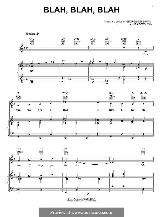 Blah, Blah, Blah: Für Stimme und Klavier (oder Gitarre) by George Gershwin