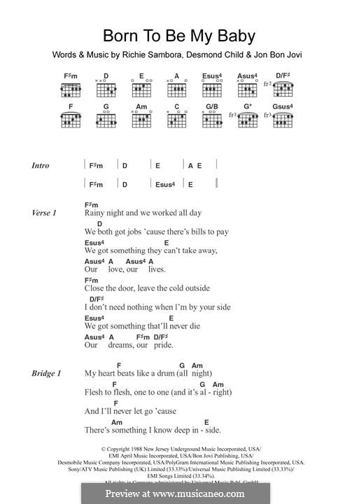 Born To Be My Baby (Bon Jovi): Für Gitarre by Desmond Child, Jon Bon Jovi, Richie Sambora