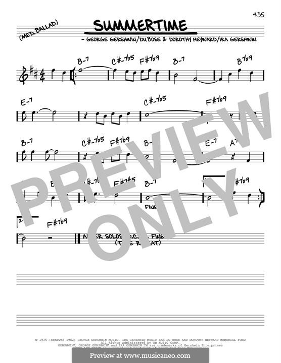 Summertime, vocal version: Melodische Linie by George Gershwin