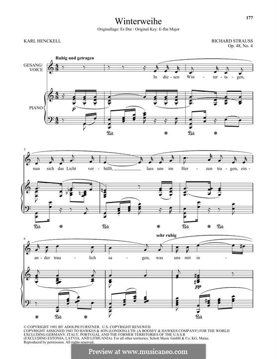 No.4 Winterweihe: Low Voice by Richard Strauss