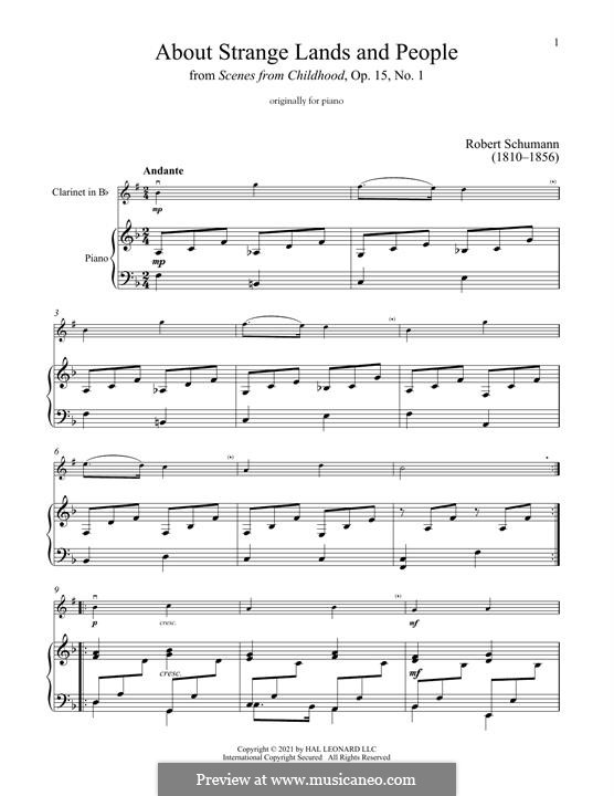 Nr.1 Von fremden Ländern und Menschen: Für Klarinette und Klavier by Robert Schumann