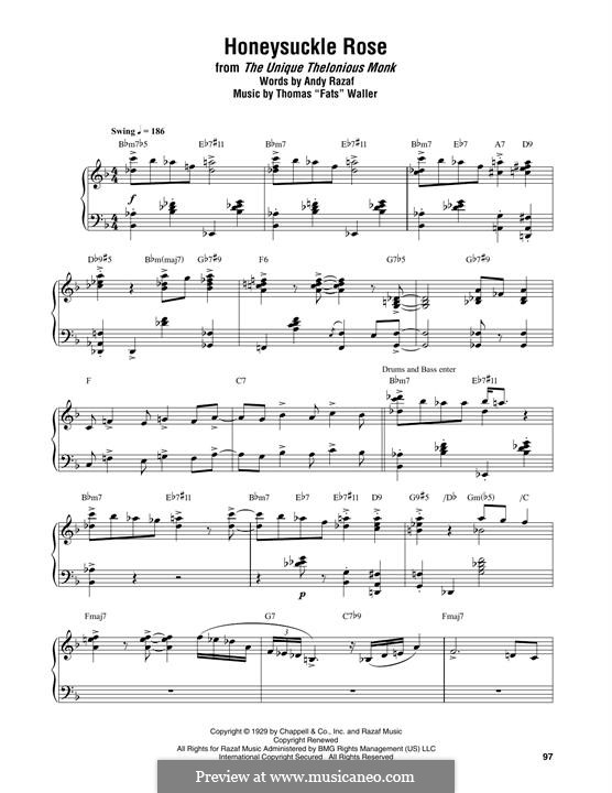 Honeysuckle Rose: Für Klavier by Fats Waller