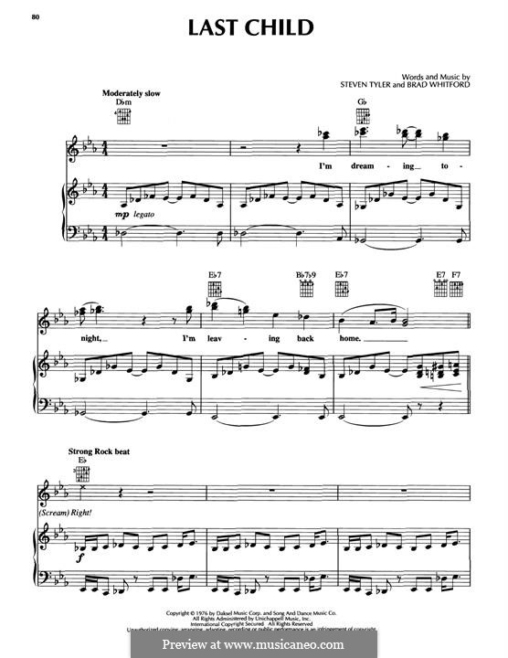 Last Child (Aerosmith): Für Stimme und Klavier (oder Gitarre) by Brad Whitford, Steven Tyler