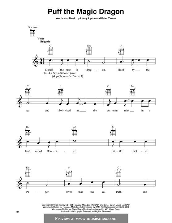 Puff the Magic Dragon (Peter, Paul & Mary): Für Ukulele by Lenny Lipton, Peter Yarrow