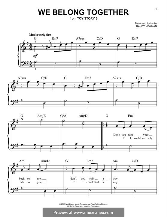 We Belong Together (from Toy Story 3): Für Klavier by Randy Newman