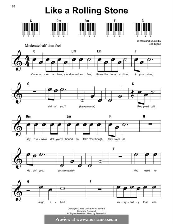 Like a Rolling Stone: Für Klavier, leicht by Bob Dylan