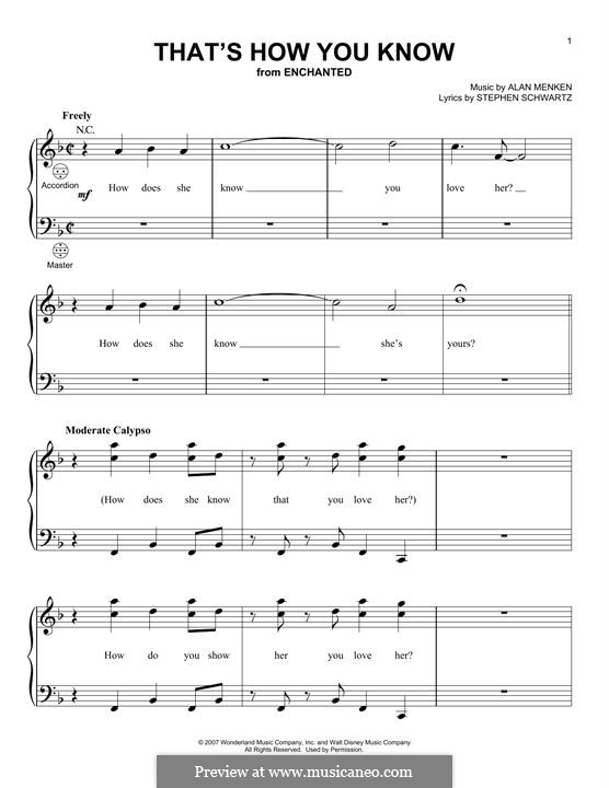 That's How You Know (from Enchanted): Für Akkordeon by Alan Menken