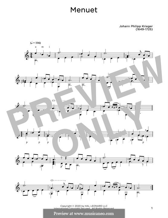 Menuett: Für Gitarre by Johann Krieger