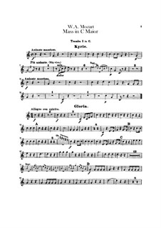 Krönungsmesse Nr.15 in C-Dur, K.317: Trompetenstimmen by Wolfgang Amadeus Mozart