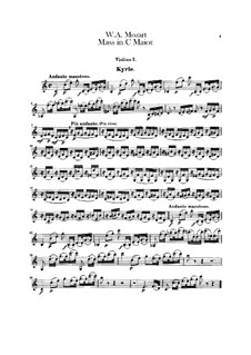 Krönungsmesse Nr.15 in C-Dur, K.317: Violinstimme I by Wolfgang Amadeus Mozart