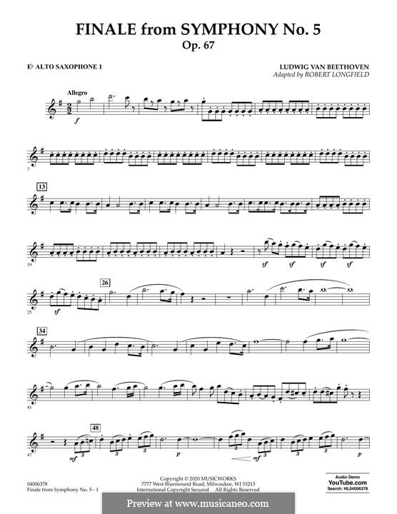 Teil IV: Concert band version – Eb alto saxophone 1 part by Ludwig van Beethoven