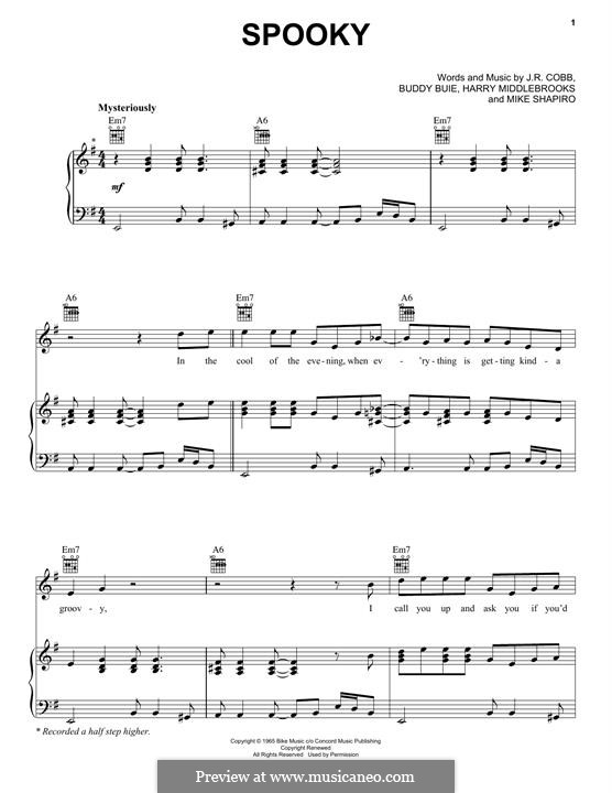 Spooky (Classics IV): Für Stimme und Klavier (oder Gitarre) by J.R. Cobb, Harry Middlebrooks, Mike Shapiro, Buddy Bule