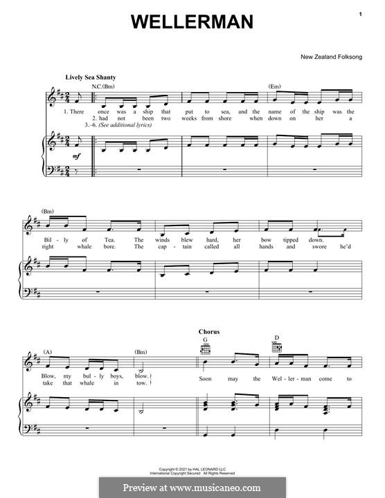 Wellerman: Für Stimme und Klavier (oder Gitarre) by folklore