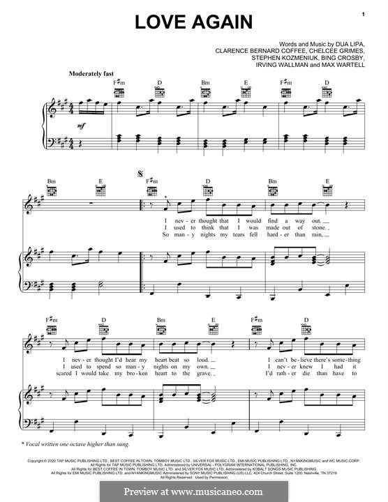 Love Again (Dua Lipa): Für Stimme und Klavier (oder Gitarre) by Bing Crosby