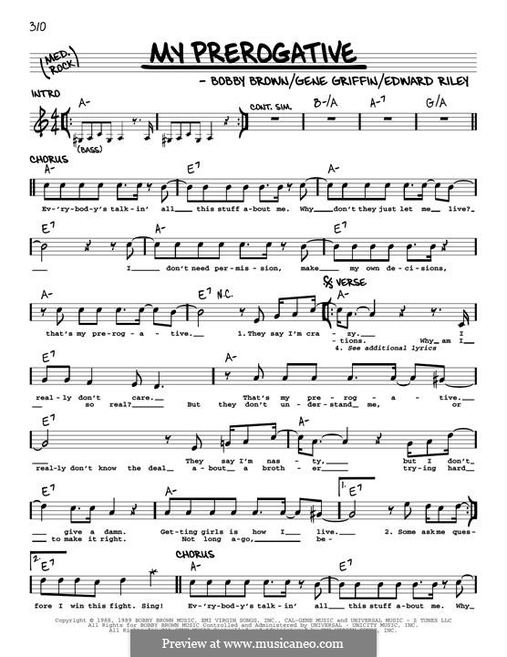 My Prerogative (Britney Spears): Melodische Linie by Bobby Brown, Teddy Riley, Gene Griffin