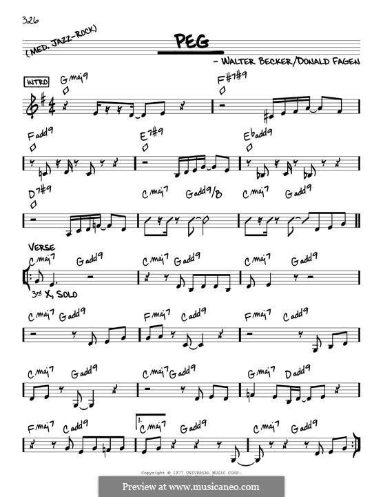 Peg (Steely Dan): Melodische Linie by Donald Fagen, Walter Becker