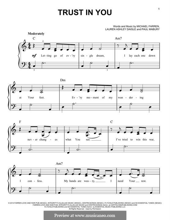 Trust in You: Für Klavier by Paul Mabury, Michael Farren, Lauren Daigle