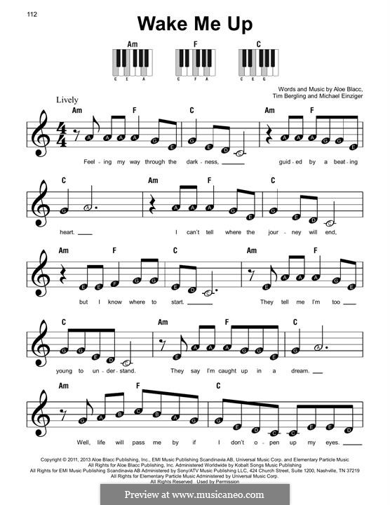 Wake Me Up: Für Klavier by Aloe Blacc, Michael Einziger, Avicii, Arash Andreas Pournouri