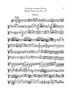 Konzert für Klavier und Orchester Nr.17 in G-Dur, K.453: Violinstimme I by Wolfgang Amadeus Mozart