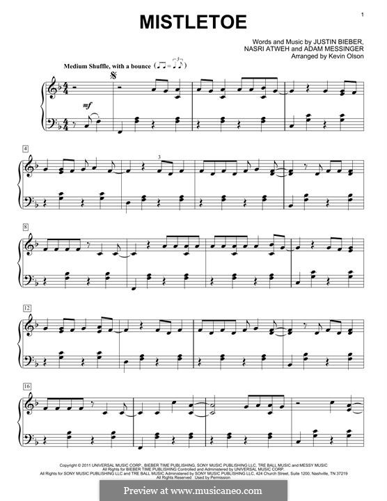 Mistletoe: Für Klavier by Adam Messinger, Justin Bieber, Nasri Atweh
