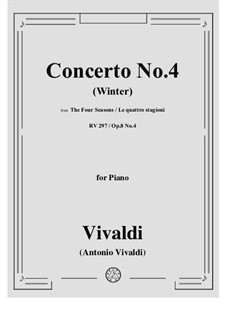 Violinkonzert Nr.4 in f-Moll 'Winter', RV 297: Bearbeitung für Klavier by Antonio Vivaldi