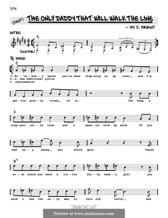 The Only Daddy That Will Walk the Line (Waylon Jennings): Melodische Linie by Ivy J. Bryant