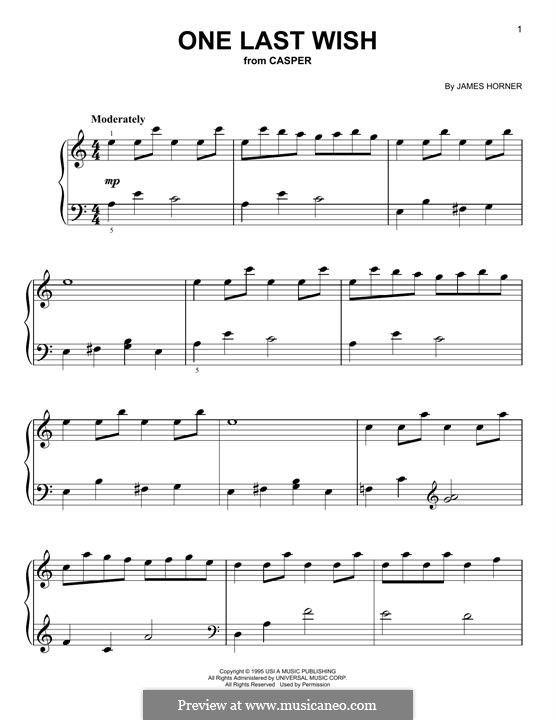 One Last Wish (from Casper): Für Klavier by James Horner