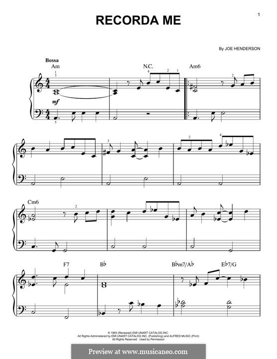 Recorda Me: Für Klavier by Joe Henderson
