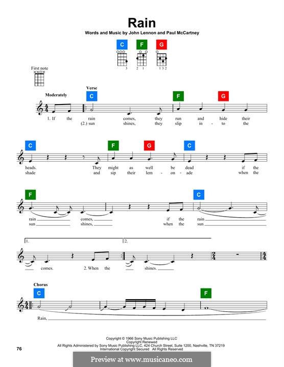 Rain (The Beatles): Für Ukulele by John Lennon, Paul McCartney