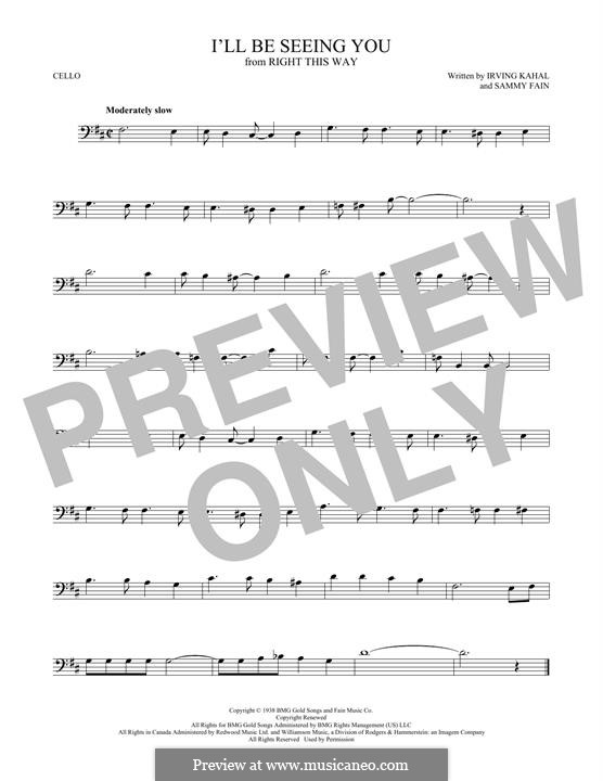 I'll Be Seeing You: Für Cello by Irving Kahal, Sammy Fain