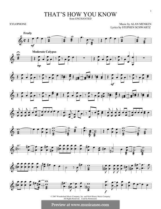 That's How You Know (from Enchanted): For xylophone by Alan Menken