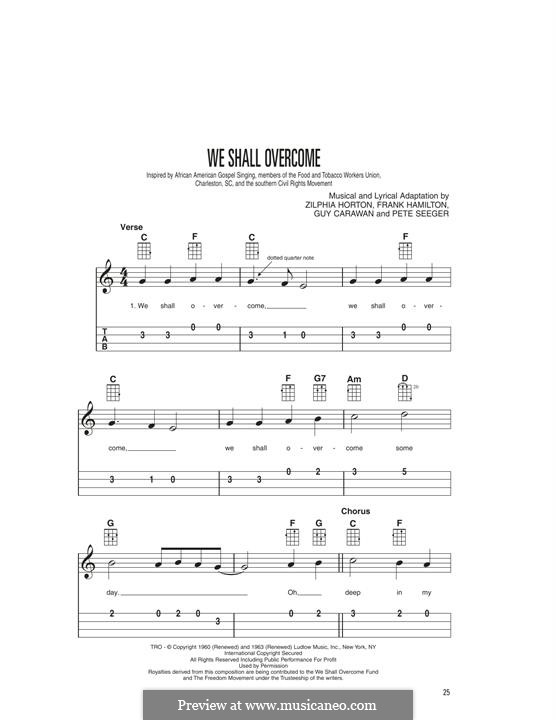 We Shall Overcome: Für Ukulele by Frank Hamilton, Guy Carawan, Zilphia Horton